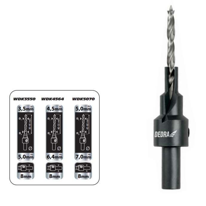 Svrdlo za konfirmat vijak HSS 3,5mm 4,5mm 5mm