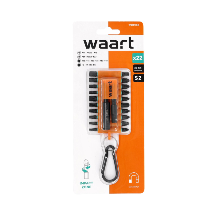 Waart set od 22 udarna bita, S2 s karabinerom - Slika 3