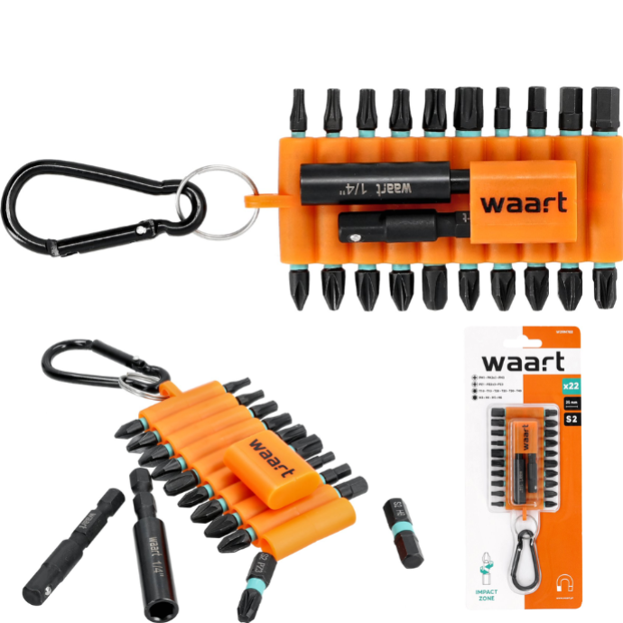 Waart set od 22 udarna bita, S2 s karabinerom
